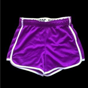Sporty Purple White Mesh Exercise Shorts Size 8‎